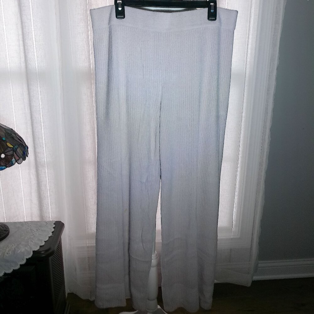 Barefoot Dreams CozyChic Ultra Lite Pants Ribbed Cream w/White Cuffs NWT XL